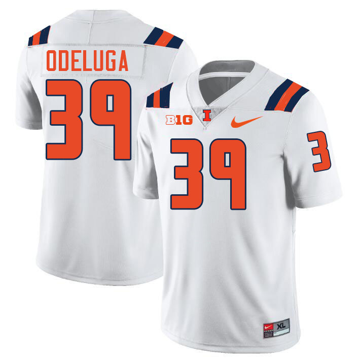 Men #39 Kenenna Odeluga Illinois Fighting Illini College Football Jerseys Stitched-White